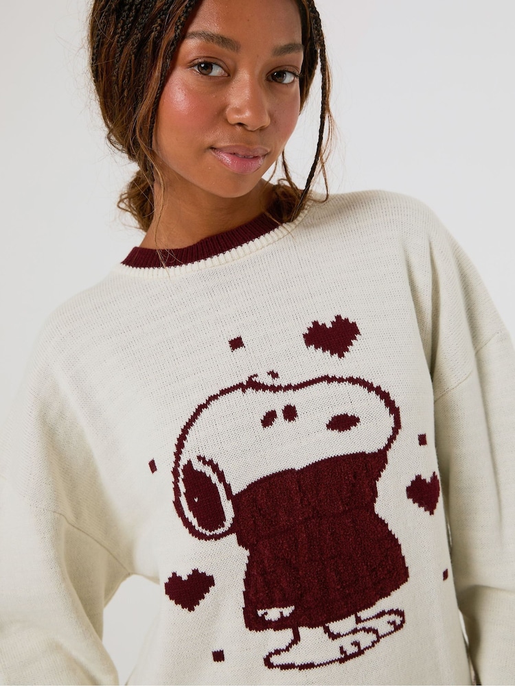 Skinnydip White Peanuts x Snoopy Sweater Knitted Jumper - Image 4 of 4 Skinnydip White Peanuts x Snoopy Sweater Knitted Jumper - Image 4 of 4