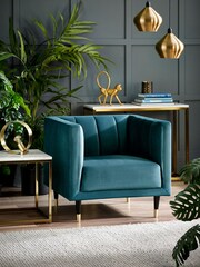 Julian Bowen Teal Salma Scalloped Back Chair - Image 1 of 3