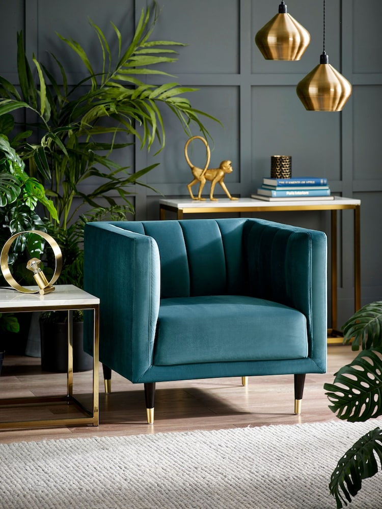 Julian Bowen Teal Salma Scalloped Back Chair - Image 1 of 3