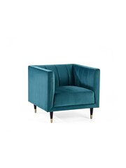 Julian Bowen Teal Salma Scalloped Back Chair - Image 2 of 3