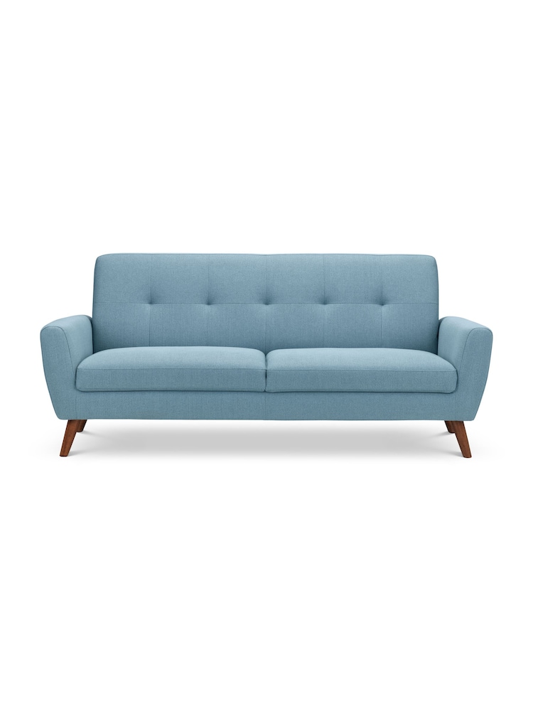 Julian Bowen Blue Monza Compact Retro 3 Seater Sofa - Image 3 of 3