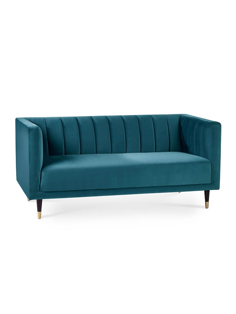 Julian Bowen Teal Salma Scalloped Back 2 Seater Sofa - Image 2 of 3