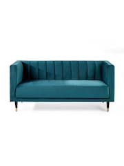 Julian Bowen Teal Salma Scalloped Back 2 Seater Sofa - Image 3 of 3