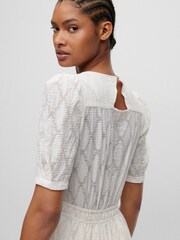 BOSS White Gathered Waist Puff Sleeve Dress - Image 3 of 5