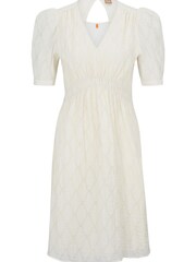 BOSS White Gathered Waist Puff Sleeve Dress - Image 5 of 5