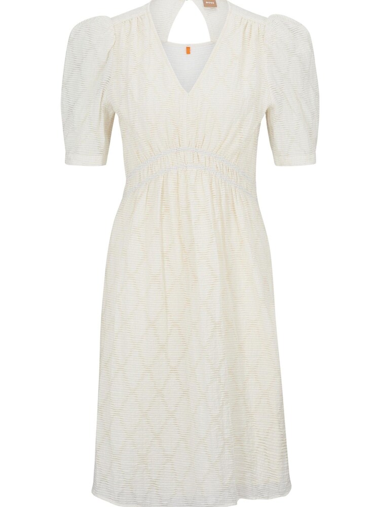 BOSS White Gathered Waist Puff Sleeve Dress - Image 5 of 5