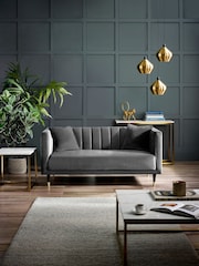 Julian Bowen Grey Salma Scalloped Back 2 Seater Sofa - Image 1 of 3