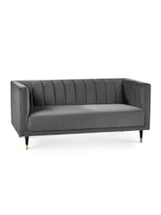 Julian Bowen Grey Salma Scalloped Back 2 Seater Sofa - Image 2 of 3
