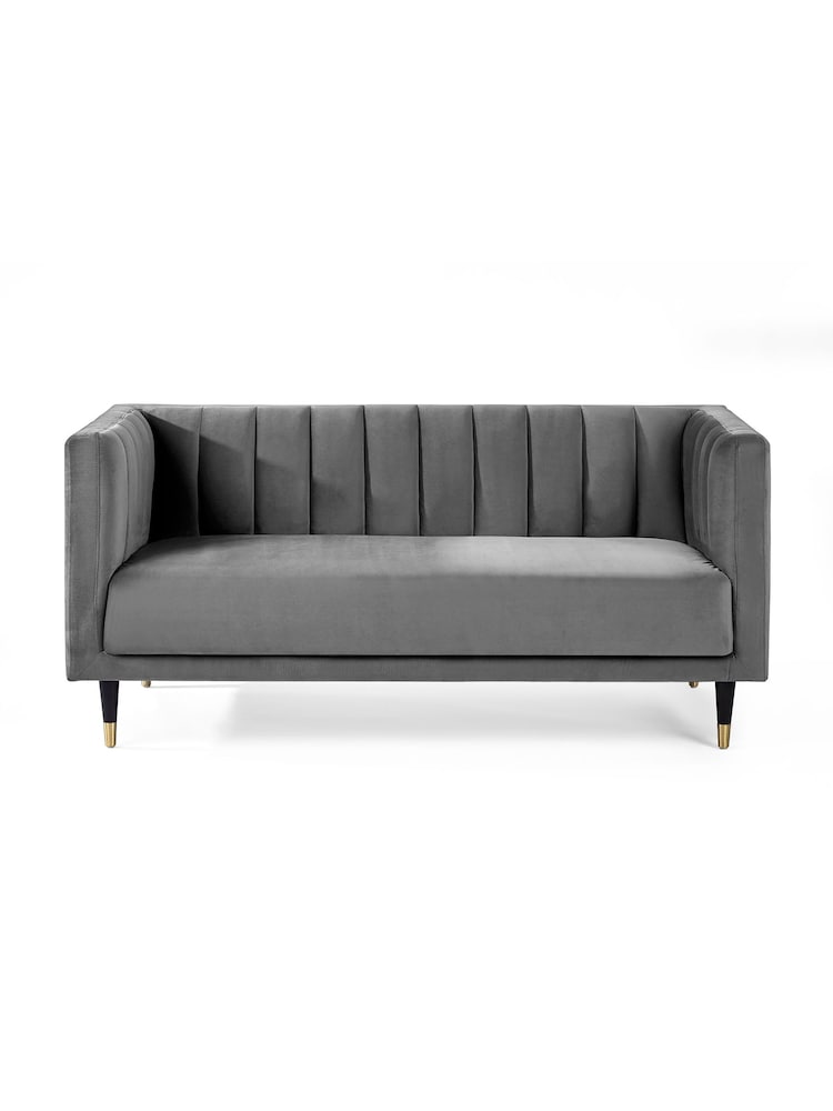 Julian Bowen Grey Salma Scalloped Back 2 Seater Sofa - Image 3 of 3