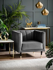 Julian Bowen Grey Salma Scalloped Back Chair - Image 1 of 3