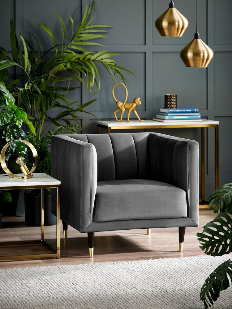 Julian Bowen Grey Salma Scalloped Back Chair - Image 1 of 3