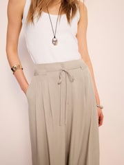 Mint Velvet Natural Tie Waist Wide Trousers - Image 4 of 7