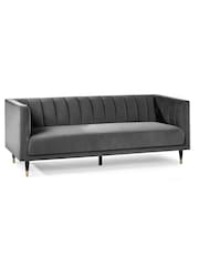 Julian Bowen Grey Salma Scalloped Back 3 Seater Sofa - Image 2 of 3