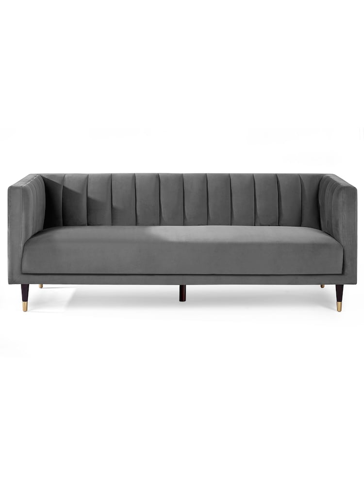 Julian Bowen Grey Salma Scalloped Back 3 Seater Sofa - Image 3 of 3