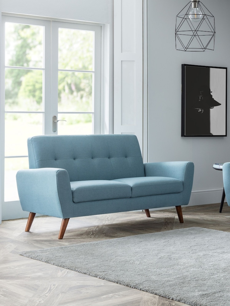 Julian Bowen Blue Monza Compact Retro 2 Seater Sofa - Image 1 of 3