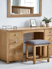Julian Bowen Oak Mallory Twin Pedestal Dressing Table Stool - Image 1 of 5