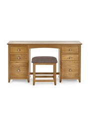 Julian Bowen Oak Mallory Twin Pedestal Dressing Table Stool - Image 2 of 5