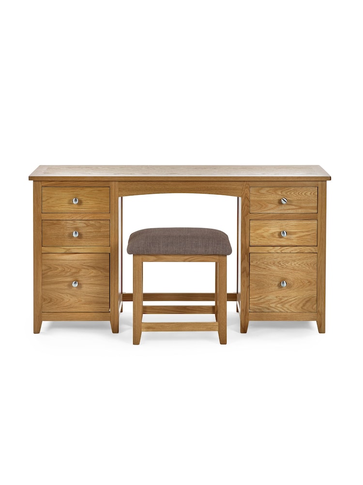 Julian Bowen Oak Mallory Twin Pedestal Dressing Table Stool - Image 2 of 5
