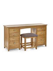 Julian Bowen Oak Mallory Twin Pedestal Dressing Table Stool - Image 3 of 5