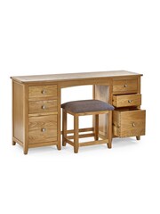 Julian Bowen Oak Mallory Twin Pedestal Dressing Table Stool - Image 4 of 5