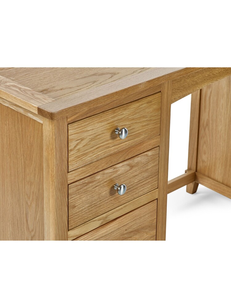 Julian Bowen Oak Mallory Twin Pedestal Dressing Table Stool - Image 5 of 5