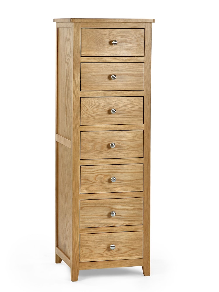 Julian Bowen Oak Mallory 7 Drawer Narrow Chest - Image 2 of 5