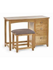 Julian Bowen Oak Mallory Single Ped Dressing Table and Stool - Image 3 of 4