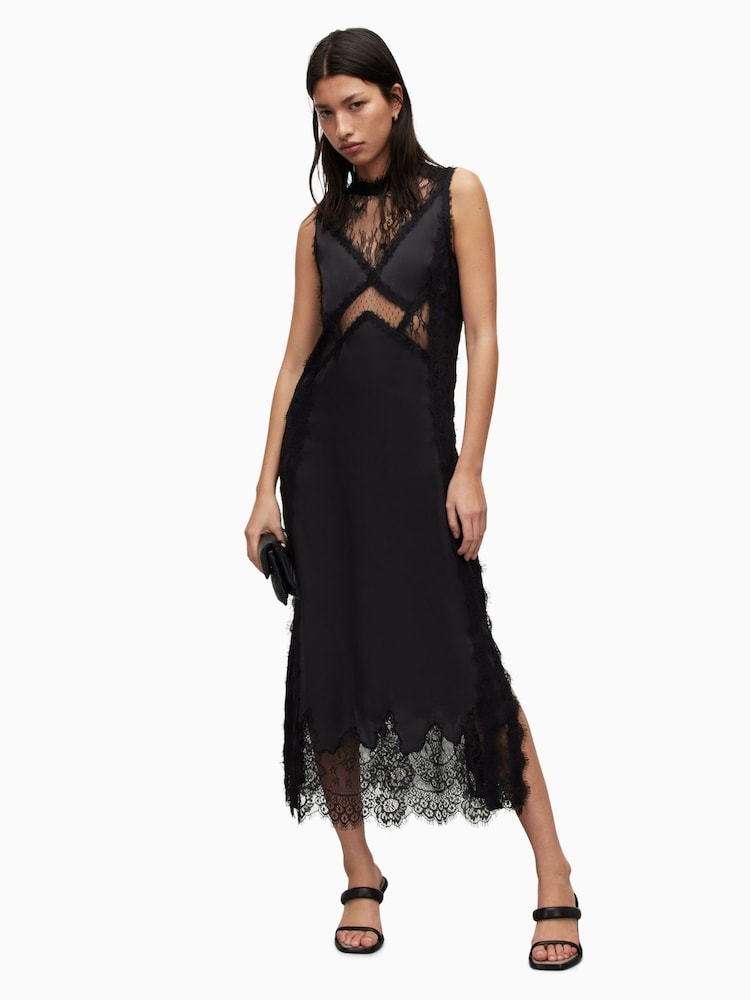 AllSaints Black Mila Dress - Image 1 of 7