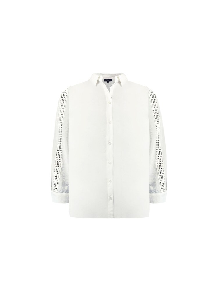 Live Unlimited White Curve Crochet Trim Longline 100% Cotton Shirt - Image 5 of 5