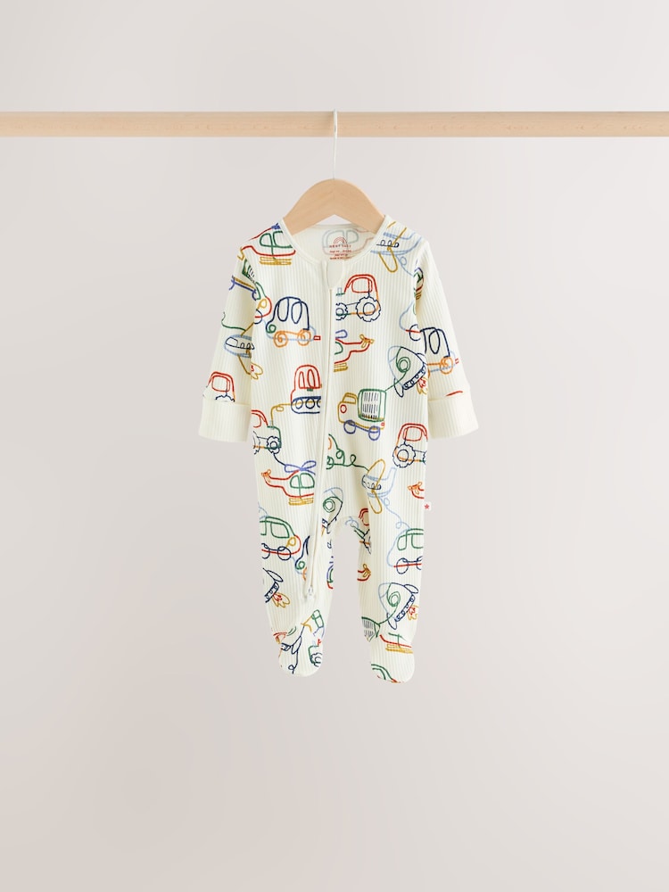 Navy Transport Two Way Zip Sleepsuits 4 Pack - Image 2 of 11 Navy Transport Two Way Zip Sleepsuits 4 Pack - Image 2 of 11