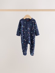 Navy Transport Two Way Zip Sleepsuits 4 Pack - Image 4 of 11