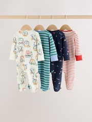 Navy Transport Two Way Zip Sleepsuits 4 Pack - Image 6 of 11