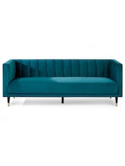 Julian Bowen Teal Salma Scalloped Back 3 Seater Sofa - Image 2 of 3
