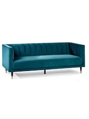 Julian Bowen Teal Salma Scalloped Back 3 Seater Sofa - Image 3 of 3