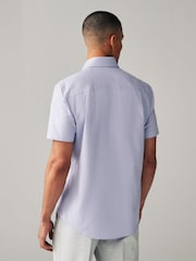 Lilac Purple Geometric Floral Regular Fit Trimmed Formal Short Sleeve Shirt - Image 4 of 8