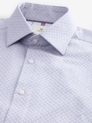 Lilac Purple Geometric Floral Regular Fit Trimmed Formal Short Sleeve Shirt - Image 6 of 8