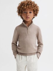 Reiss Blackhall schmale Passform Pullover aus Merino wolle mit RV-Kragen - Bild 3 von 6