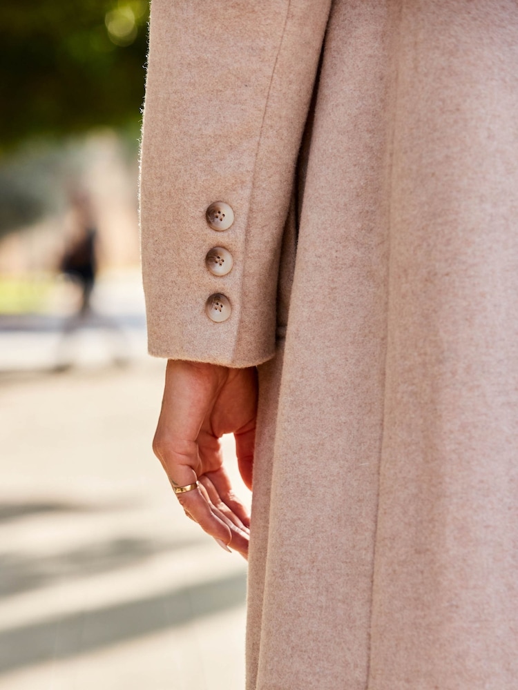 Sosandar Natural Premium Longline Wool Mix Coat - Image 5 of 5