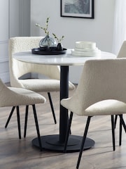 Julian Bowen White Marble and Black Luca Round Table - Image 1 of 4