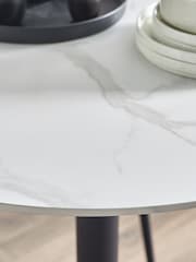 Julian Bowen White Marble and Black Luca Round Table - Image 2 of 4