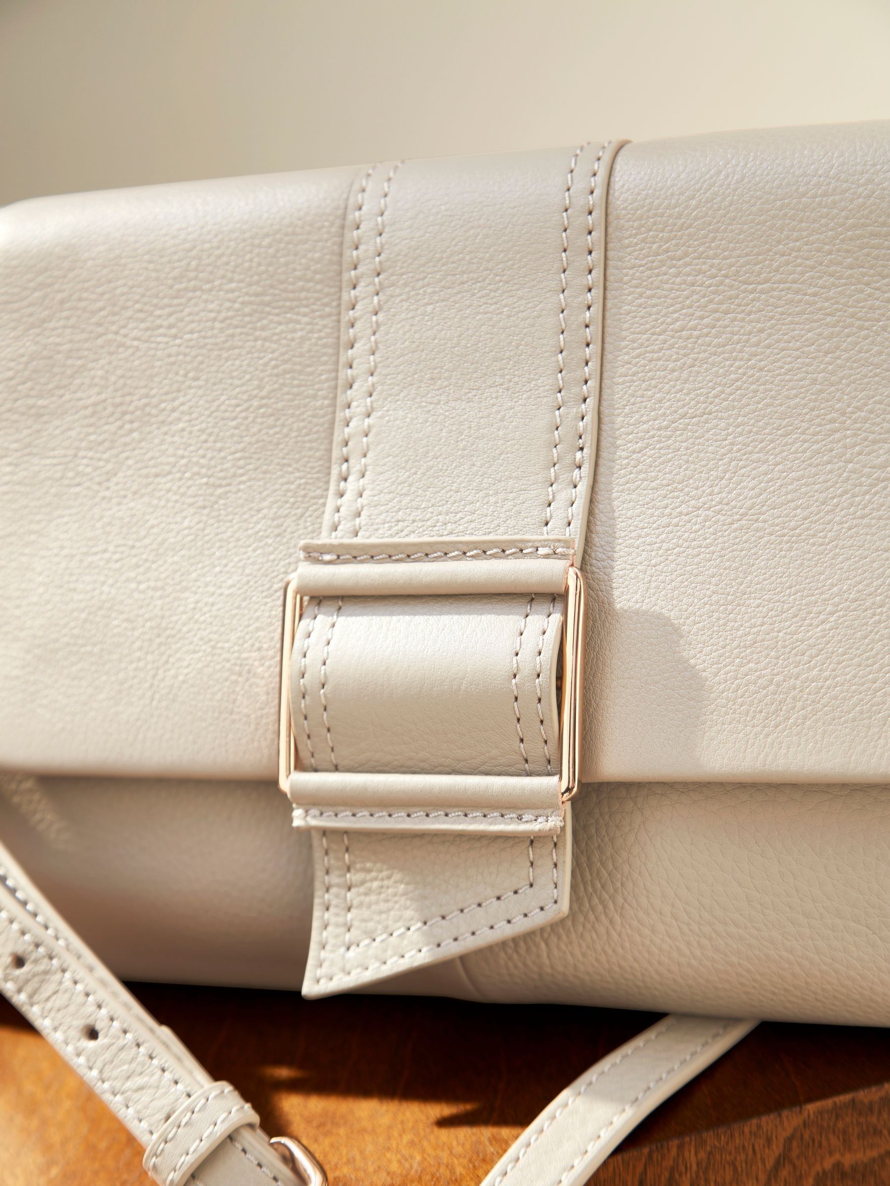 Buy Ecru White Leather Premium Clutch Bag from Next Luxembourg
