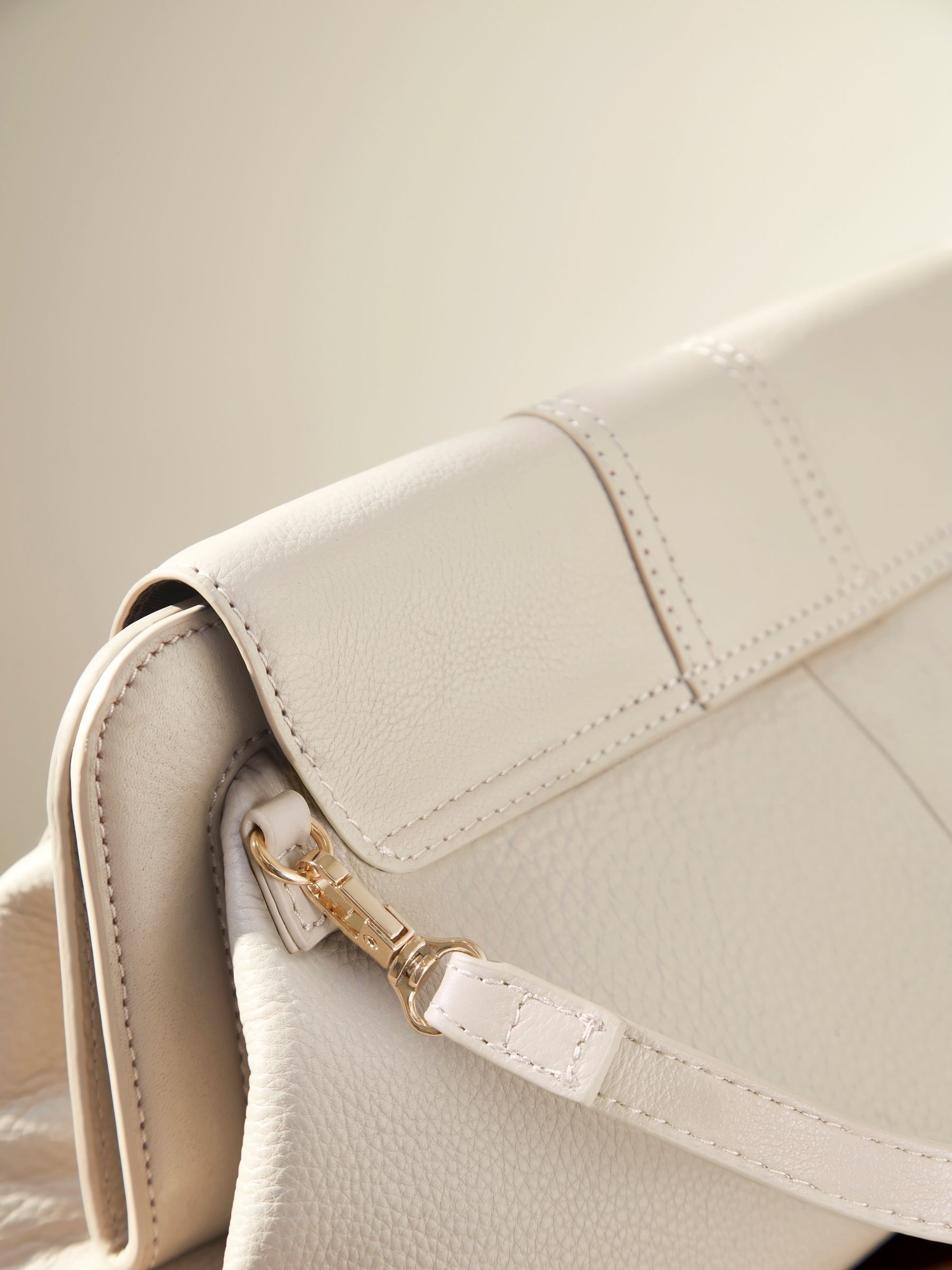 Buy Ecru White Leather Premium Clutch Bag from Next Luxembourg