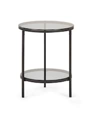 Julian Bowen Smoked GlassBlack Chicago Circular Lamp Table - Image 2 of 3