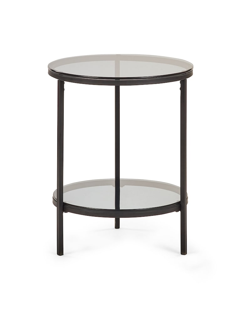 Julian Bowen Smoked GlassBlack Chicago Circular Lamp Table - Image 2 of 3