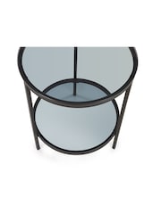 Julian Bowen Smoked GlassBlack Chicago Circular Lamp Table - Image 3 of 3