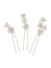 Комплект из керамической заколки для волос с цветочным принтом Ivory & Co Fleur - Image 1 of 5