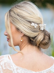 Комплект из керамической заколки для волос с цветочным принтом Ivory & Co Fleur - Image 3 of 5