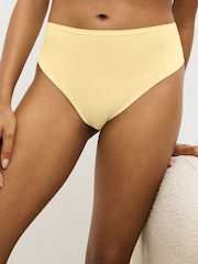 White/Blue/Yellow High Rise High Leg Cotton and Lace Knickers 4 Pack - Image 2 of 8