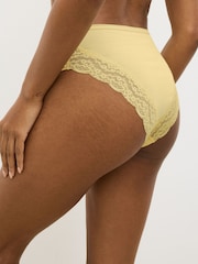 White/Blue/Yellow High Rise High Leg Cotton and Lace Knickers 4 Pack - Image 3 of 8