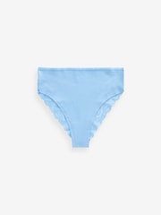 White/Blue/Yellow High Rise High Leg Cotton and Lace Knickers 4 Pack - Image 5 of 8